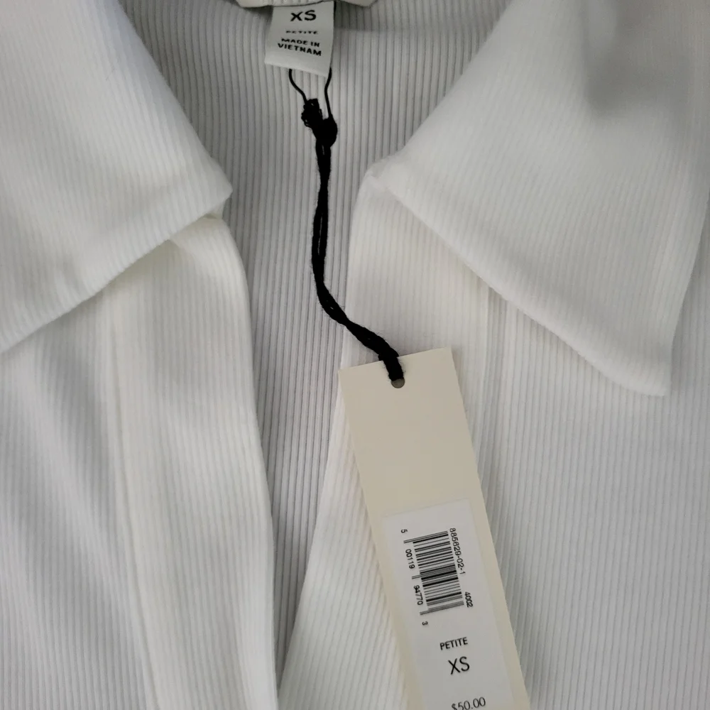 Wilfred White Ribbed Collared Top - Picture 2 of 2